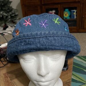 Children's Denim Hat with Colorful Star Embroidery